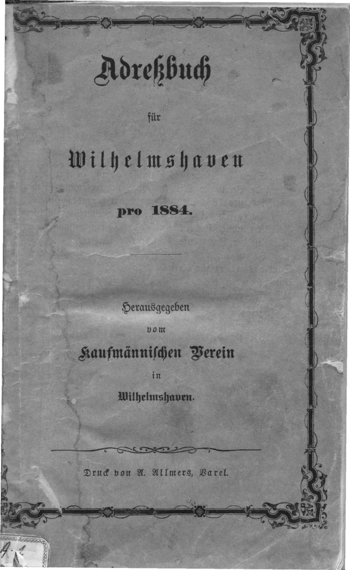 Adressbuch für Wilhelmshaven 1884