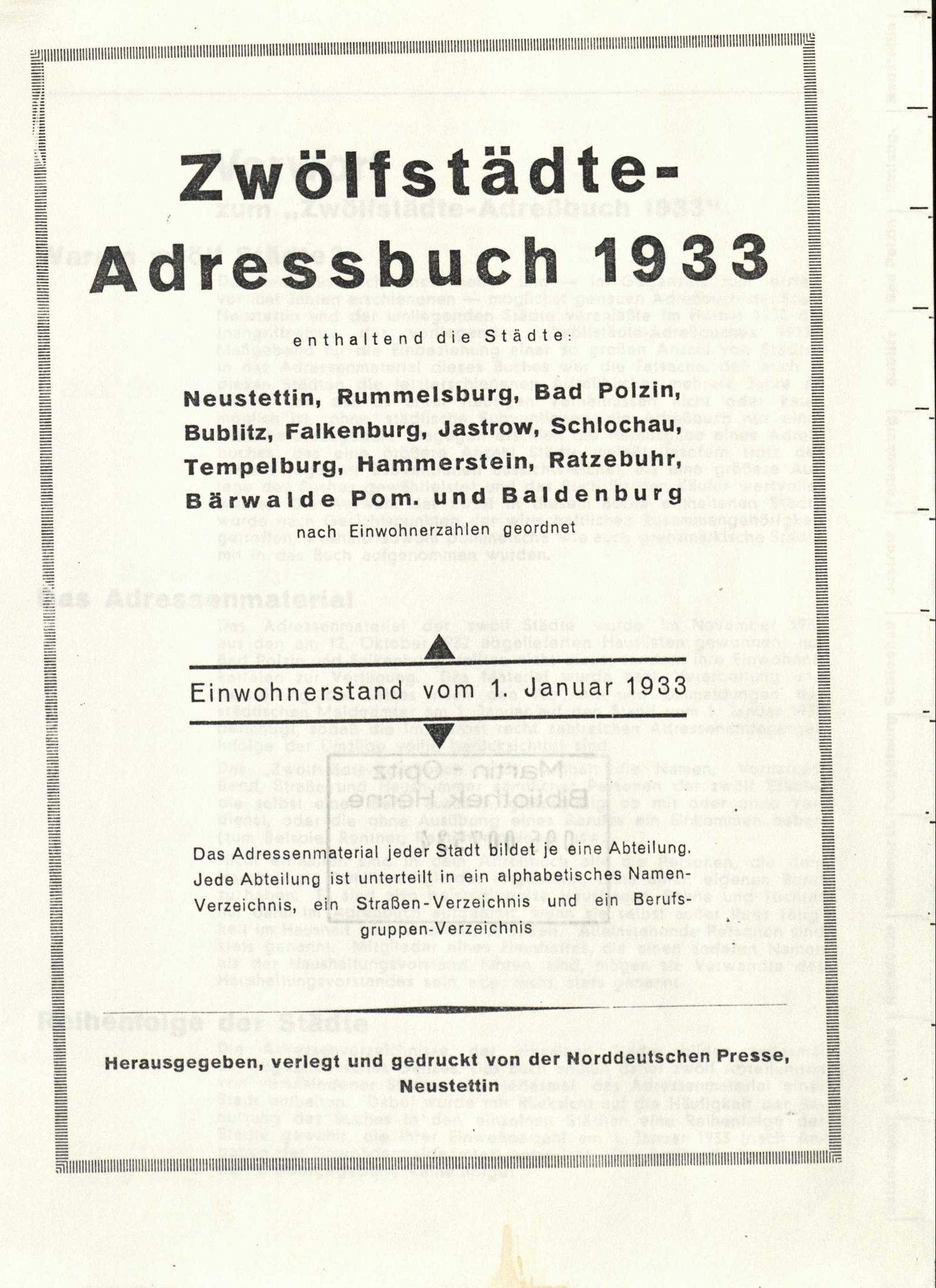 Zwölfstädte-Adressbuch 1933
